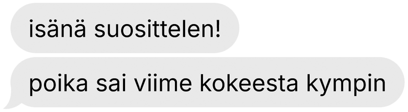 isänä suosittelen! poika sai viime kokeesta kympin